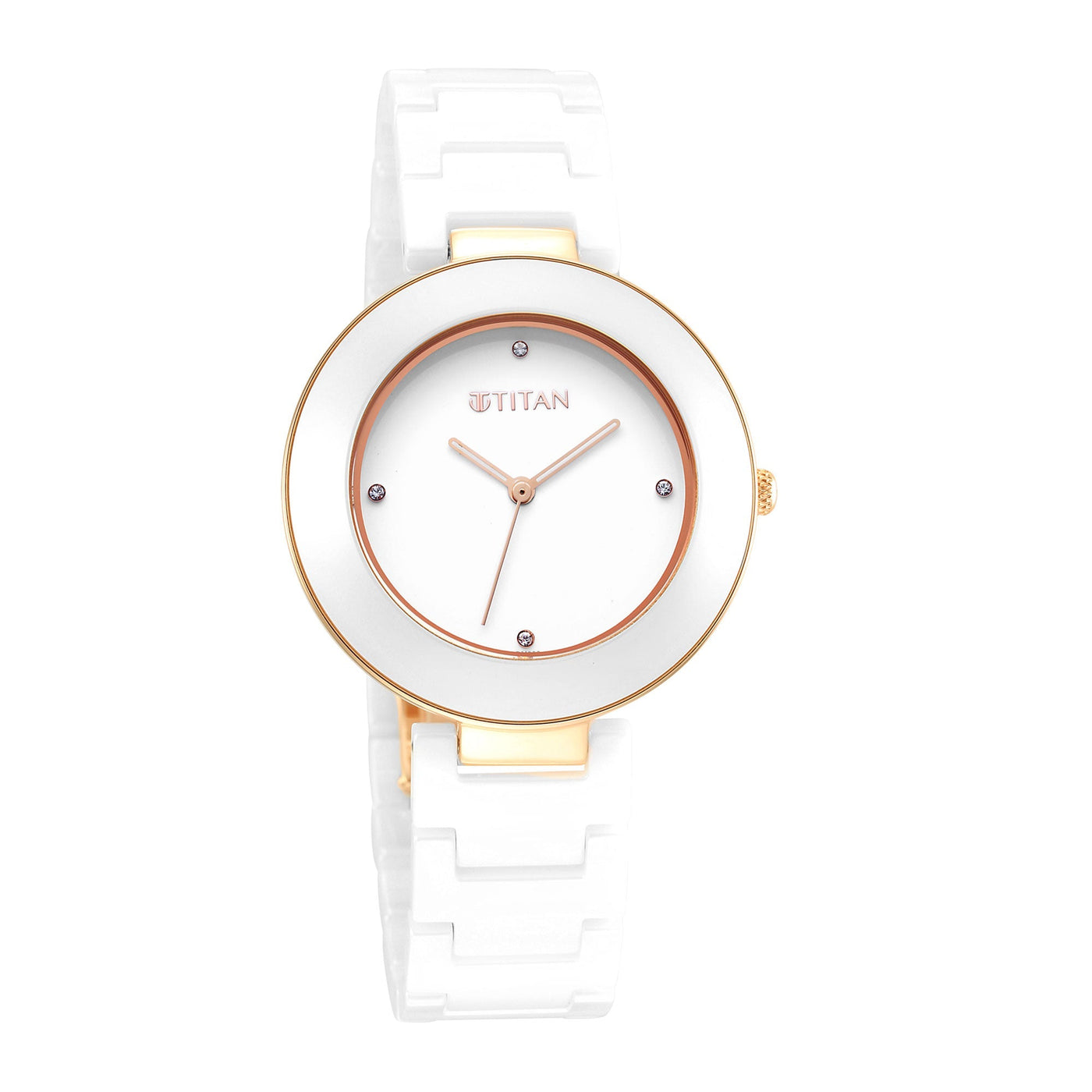 Titan Purple Ceramics White Dial Analog Ceramic Strap watch for Women