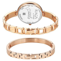Titan Raga Mother of Pearl Dial Rose Gold Metal Strap Analog Watch for Women