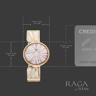 Titan Raga Mother of Pearl Dial Rose Gold Metal Strap Analog Watch for Women