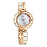 Titan Raga Power Pearls Quartz Analog Mother Of Pearl Dial Rose Gold Metal Strap Watch for Women