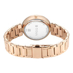 Titan Purple Style Up Quartz Analog Mother Of Pearl Dial Stainless Steel Strap Watch for Women 95237WM01