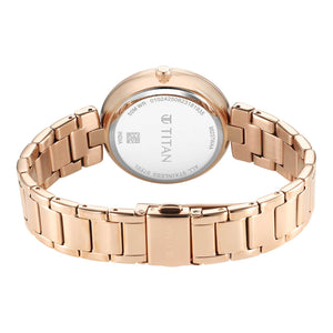 Titan Purple Style Up Quartz Analog Mother Of Pearl Dial Stainless Steel Strap Watch for Women 95237WM01