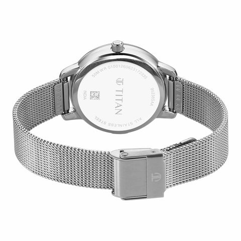 Titan Purple Style Up Quartz Analog Mother Of Pearl Dial Stainless Steel Strap Watch for Women