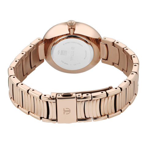 Titan Aura Quartz Analog Rose Gold Dial Rose Gold Stainless Steel Strap Watch for Women