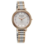 Titan Aura Quartz Analog Silver Dial Stainless Steel Strap Watch for Women