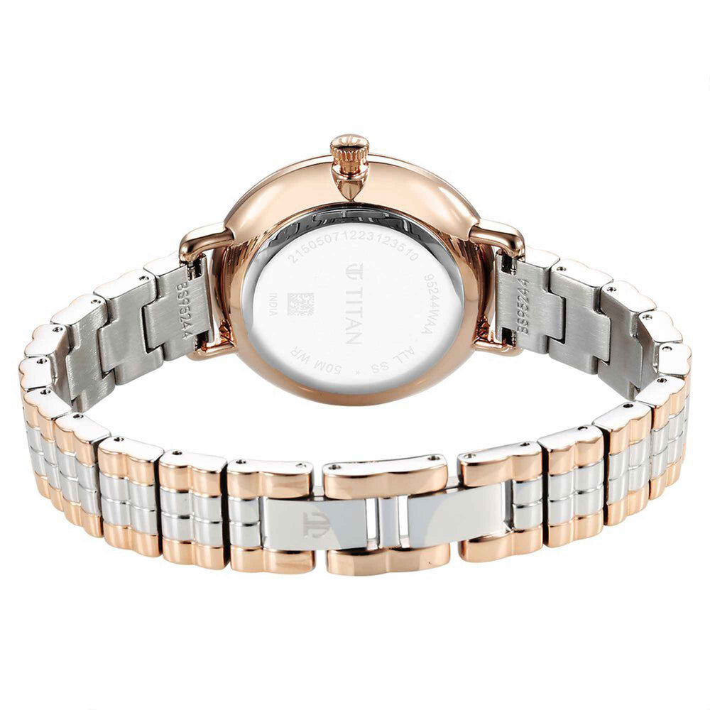 Titan Aura Quartz Analog Silver Dial Stainless Steel Strap Watch for Women