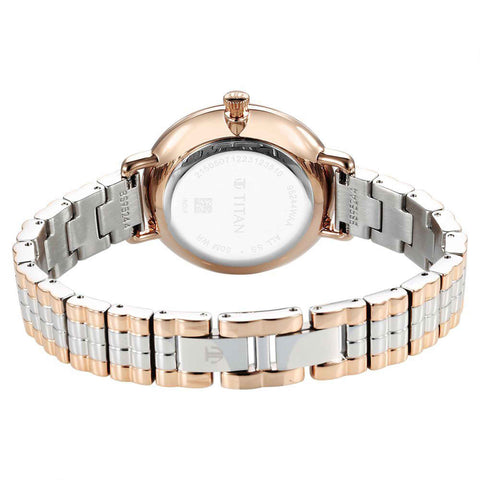 Titan Aura Quartz Analog Silver Dial Stainless Steel Strap Watch for Women