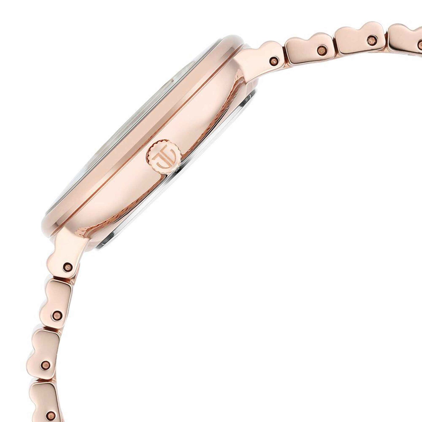 Titan Aura Quartz Analog Silver Dial Rose Gold Stainless Steel Strap Watch For Women