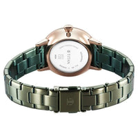 Titan TGIF Quartz Analog Green Dial Green Stainless Steel Strap Watch for Women