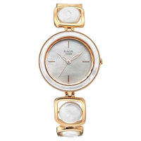 Titan Raga Mother of Pearl Dial Rose Gold Metal Strap Analog Watch for Women