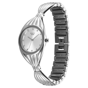 Titan Raga Memoirs Quartz Analog Silver Dial With Silver Metal Strap Watch For Women
