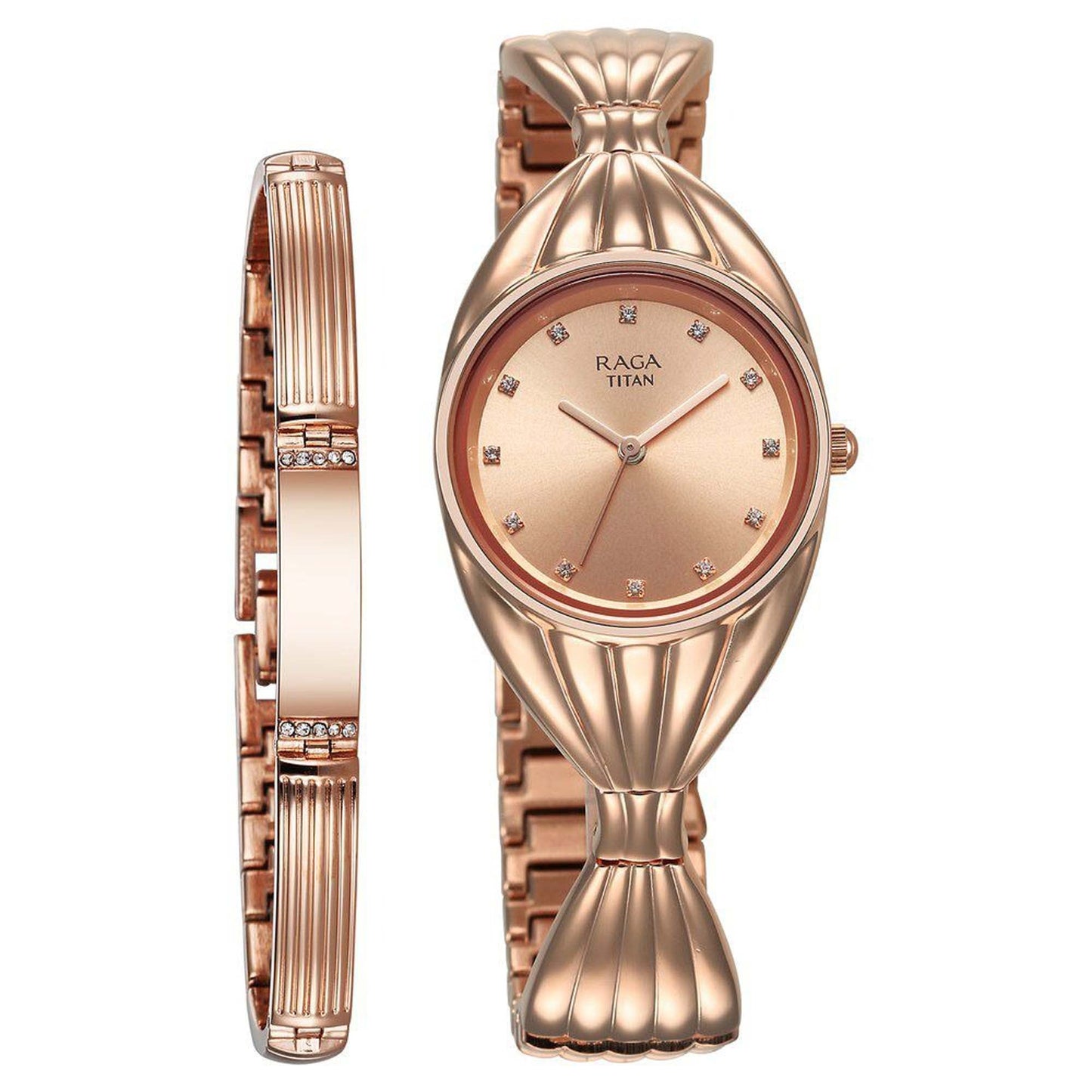 Titan Raga Memoirs Quartz Analog Rose Gold Dial With Rose Gold Metal Strap Watch For Women