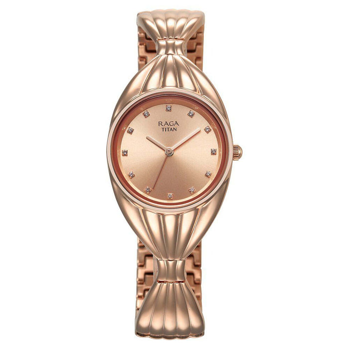 Titan Raga Memoirs Quartz Analog Rose Gold Dial With Rose Gold Metal Strap Watch For Women