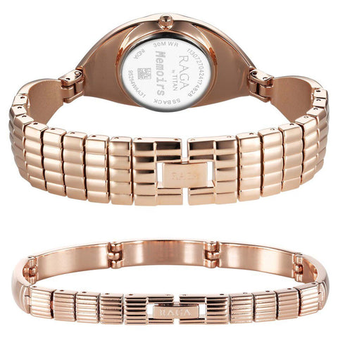 Titan Raga Memoirs Quartz Analog Rose Gold Dial With Rose Gold Metal Strap Watch For Women