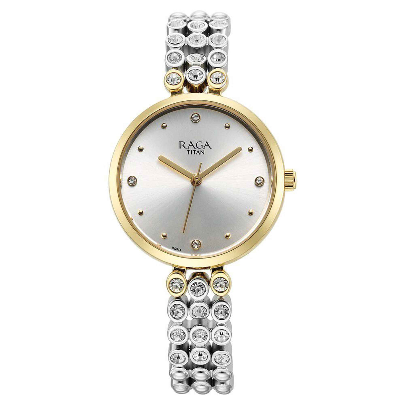 Titan Raga Showstopper Quartz Analog Silver Dial Metal Strap Watch for Women 95262BM01