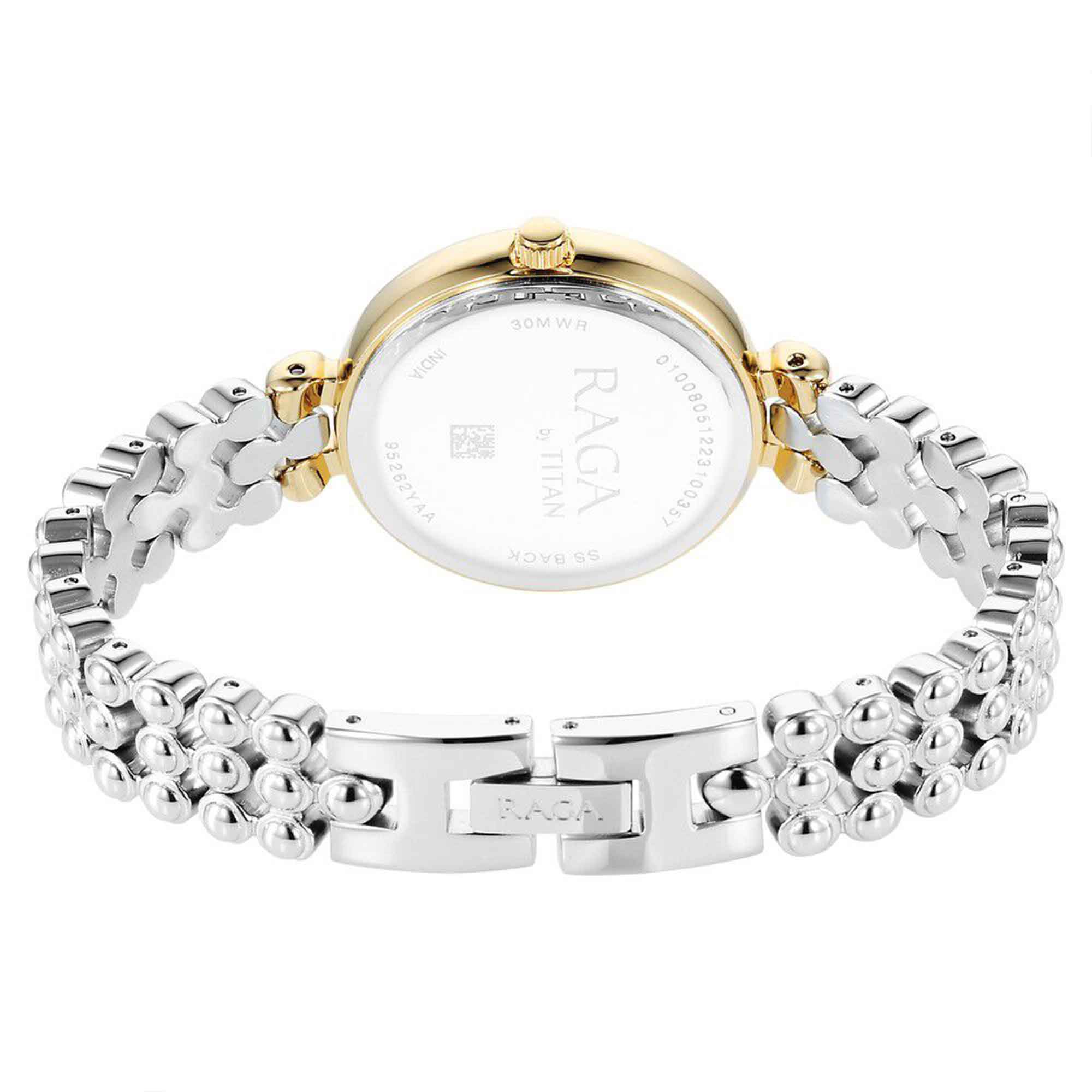 Titan Raga Showstopper Quartz Analog Silver Dial Metal Strap Watch for Women 95262BM01