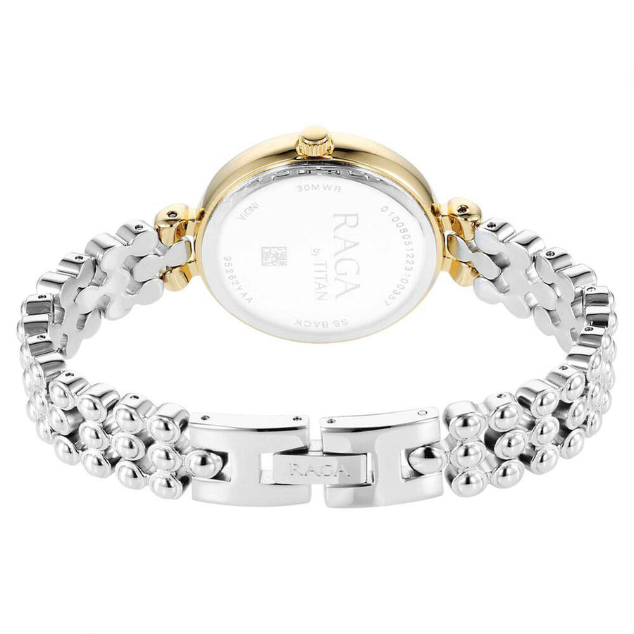 Titan Raga Showstopper Quartz Analog Silver Dial Metal Strap Watch for Women 95262BM01