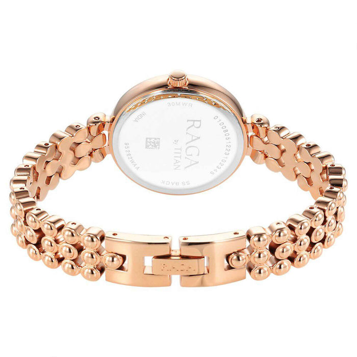 Titan Raga Showstopper Quartz Alog Rose Gold Dial Metal Strap Watch for Women