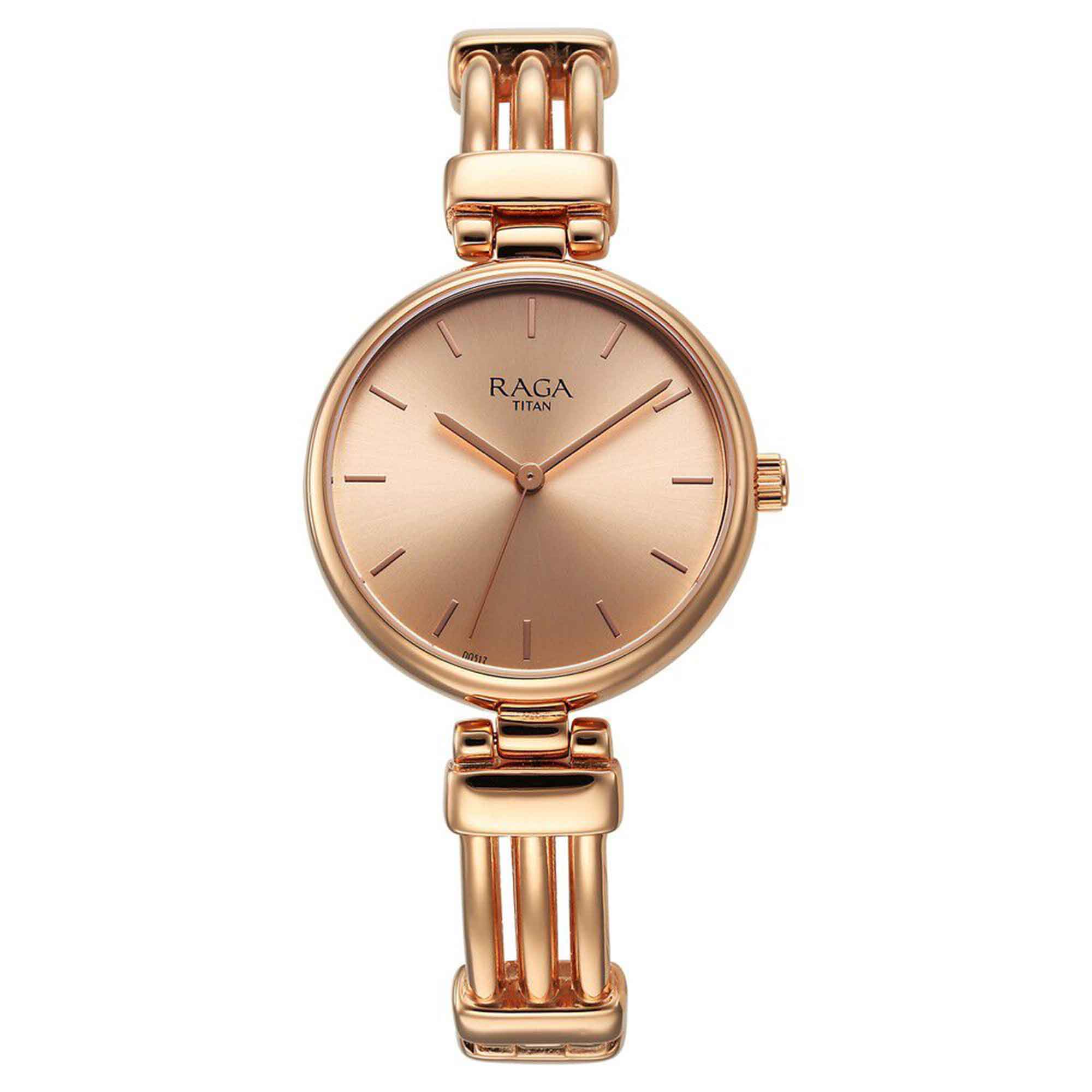 Titan Raga Showstopper Quartz Analog Rose Gold Dial Metal Strap Watch for Women