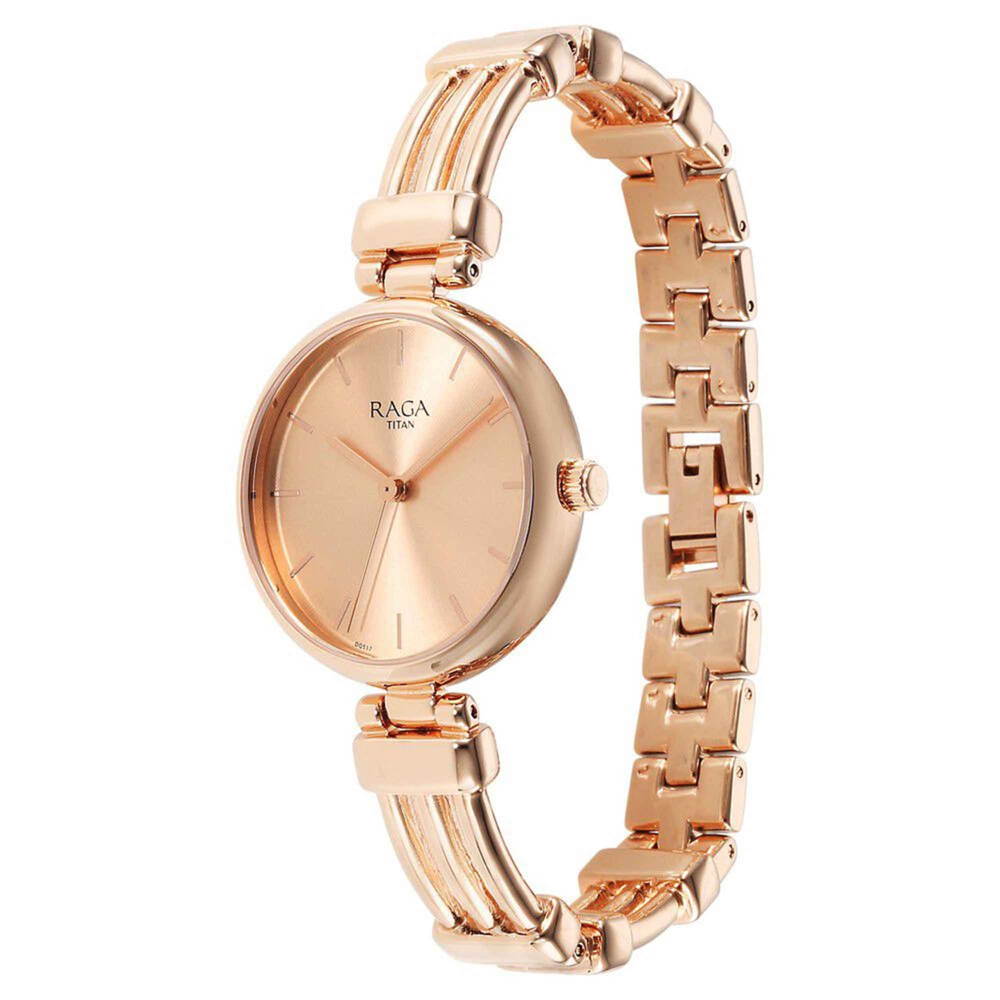 Titan Raga Showstopper Quartz Analog Rose Gold Dial Metal Strap Watch for Women
