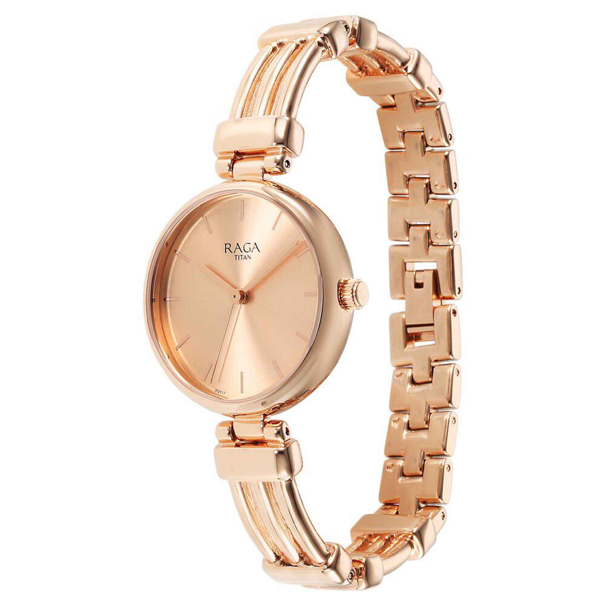 Titan Raga Showstopper Quartz Analog Rose Gold Dial Metal Strap Watch for Women