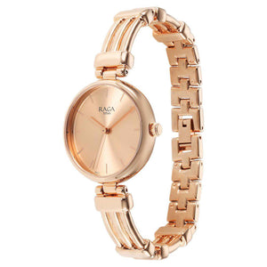 Titan Raga Showstopper Quartz Analog Rose Gold Dial Metal Strap Watch for Women
