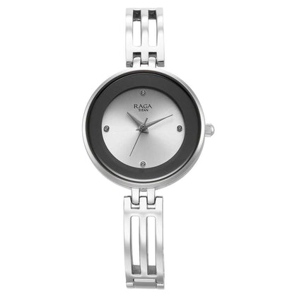 Titan Raga Silver Dial Metal Strap Analog Watch for Women
