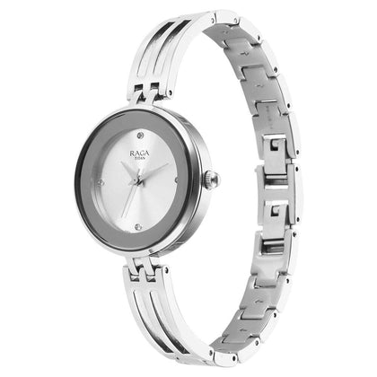 Titan Raga Silver Dial Metal Strap Analog Watch for Women