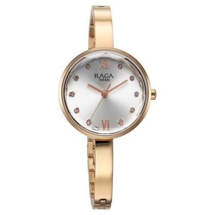 Titan Raga Showstopper Quartz Analog Silver Dial Metal Strap Watch for Women 95271WM02