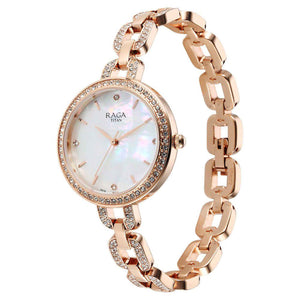 Titan Raga Showstopper Quartz Alog Mother Of Pearl Dial Metal Strap Watch for Women
