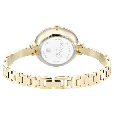 Titan Raga Mother of Pearl Dial Golden Metal Strap Analog Watch for Women