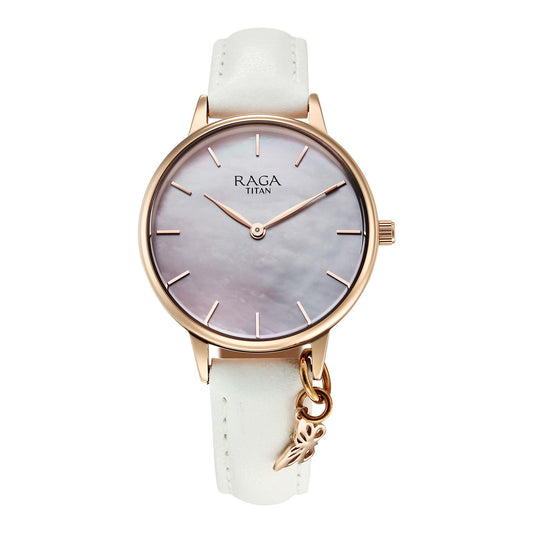 Titan Raga Showstopper 2.0 Strap Material Leather Dial Colour Mother Of Pearl 95274WL03