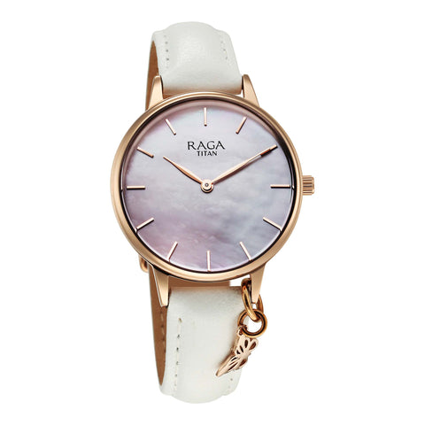 Titan Raga Showstopper 2.0 Strap Material Leather Dial Colour Mother Of Pearl 95274WL03