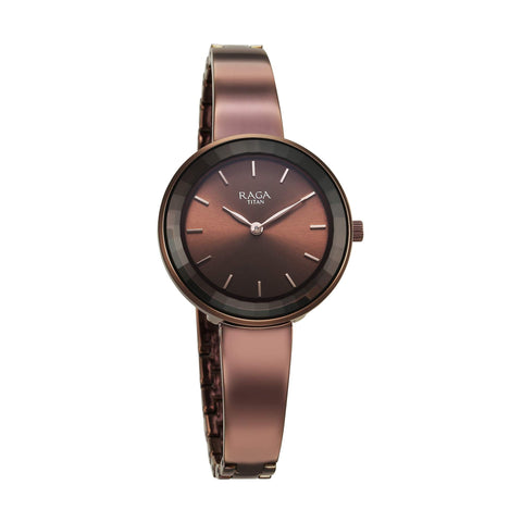 Titan Raga Showstopper Quartz Analog Brown Dial Brass Material Watch For Women