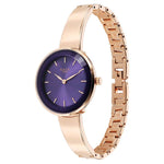 Titan Raga Showstopper Quartz Analog Purple Round Dial Rose Gold Metal Strap Watch For Women