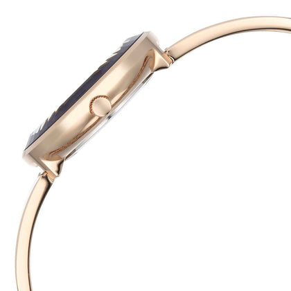 Titan Raga Showstopper Quartz Analog Purple Round Dial Rose Gold Metal Strap Watch For Women