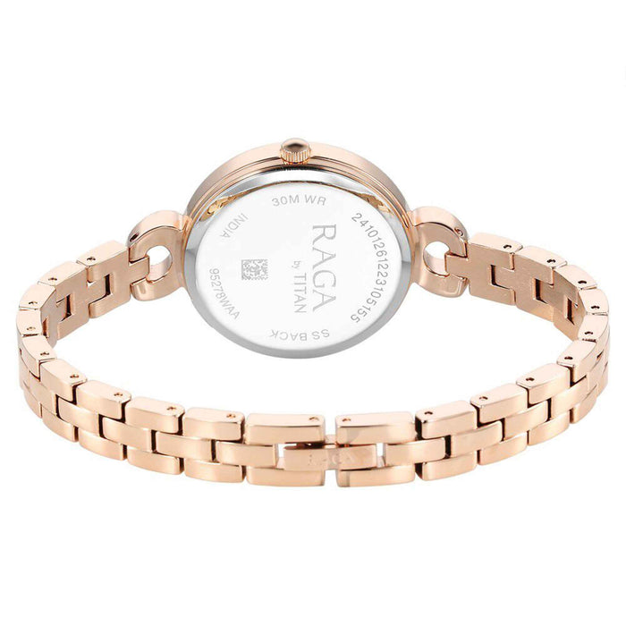Titan Raga Showstopper Quartz Alog White Dial Metal Strap Watch for Women