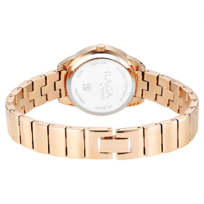 Titan Raga Showstopper Quartz Alog Pink Dial Metal Strap Watch for Women