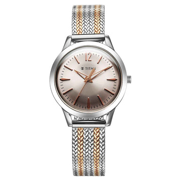 Titan Titan Timeless Urban Quartz Analog Pink Dial Metal Strap Watch For Women