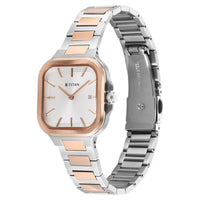 Titan Slim Square Quartz Alog with Date Silver Dial With Two Toned Color Stainless Steel Strap Watch For Women