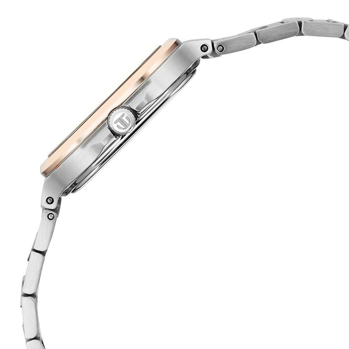 Titan Slim Square Quartz Alog with Date Silver Dial With Two Toned Color Stainless Steel Strap Watch For Women