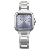 Titan Slim Square Quartz Alog with Date Blue Dial With Silver Color Stainless Steel Strap Watch For Women