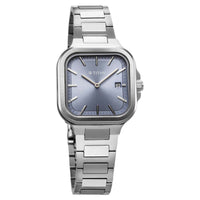 Titan Slim Square Quartz Alog with Date Blue Dial With Silver Color Stainless Steel Strap Watch For Women