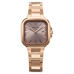 Titan Slim Square Quartz Alog with Date Lavender Dial With Rose Gold Color Stainless Steel Strap Watch For Women