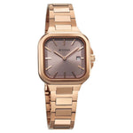 Titan Slim Square Quartz Alog with Date Lavender Dial With Rose Gold Color Stainless Steel Strap Watch For Women