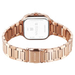 Titan Slim Square Quartz Alog with Date Lavender Dial With Rose Gold Color Stainless Steel Strap Watch For Women