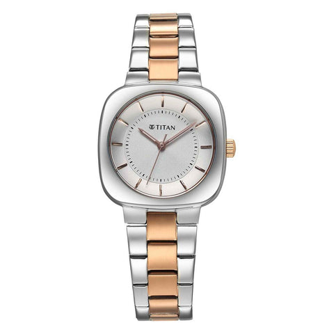 Titan Horizon Quartz Analog Silver Dial Stainless Steel Strap Watch For Women