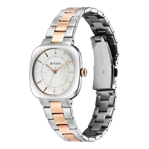 Titan Horizon Quartz Analog Silver Dial Stainless Steel Strap Watch For Women