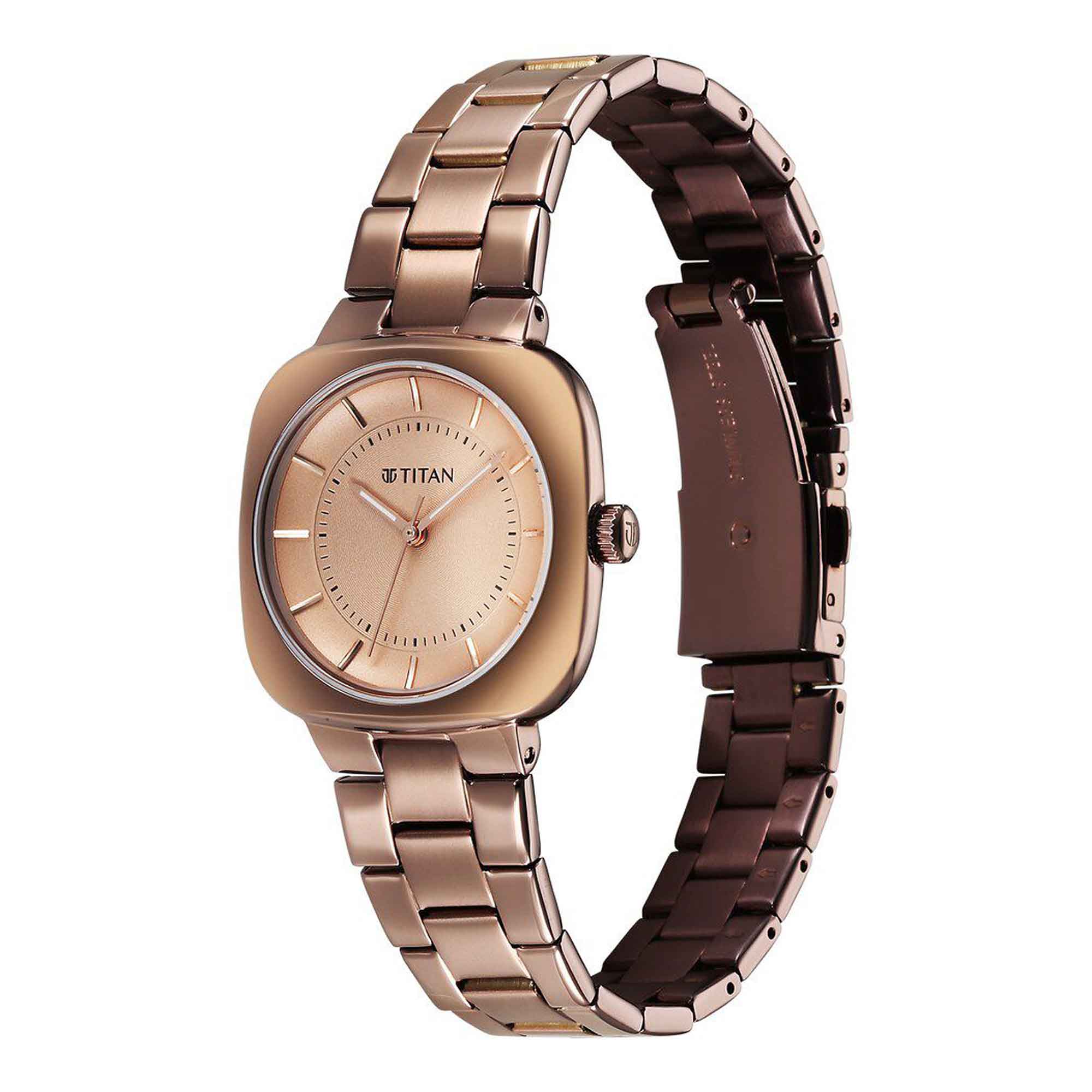 Titan Horizon Quartz Analog Brown Dial Stainless Steel Strap Watch For Women