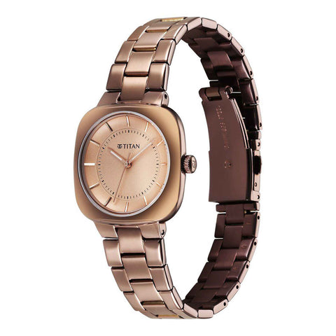 Titan Horizon Quartz Analog Brown Dial Stainless Steel Strap Watch For Women